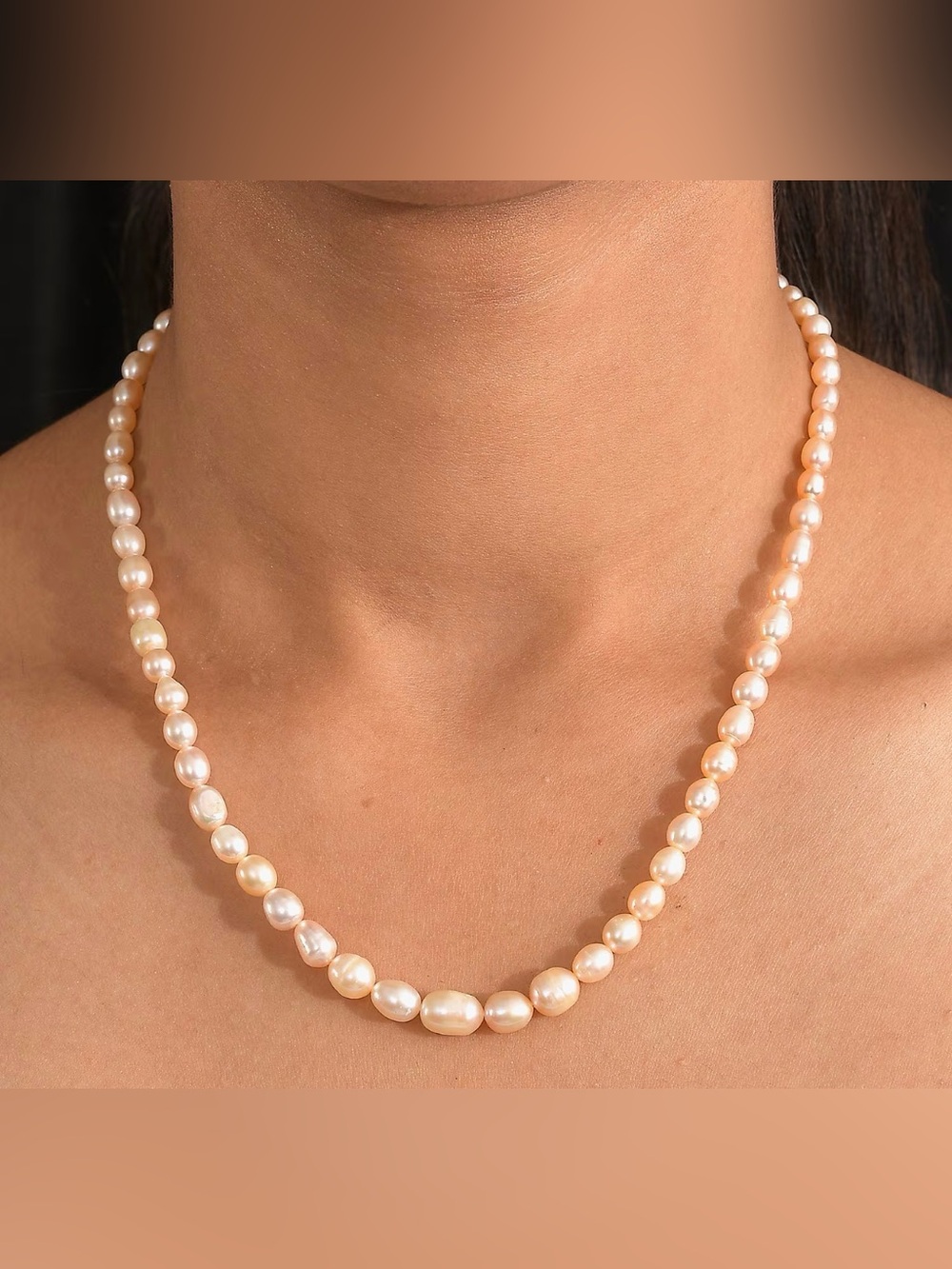 DJoy Womens Peach Pink Freshwater Pearl Necklace 18 Inches New